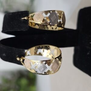 Gold Filled Tricolor Hoop Earrings